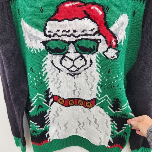 Ugly Christmas Sweater Cool Llama/Alpaca W/ Sunglasses Men Size Large - Picture 2 of 11